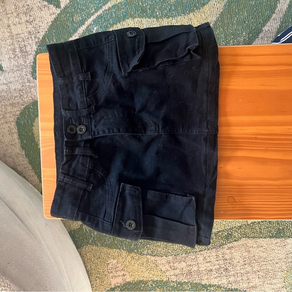 Black Cargo Mini Skirt